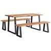 vidaXL Juego de comedor con borde vivo 3 piezas madera maciza acacia
