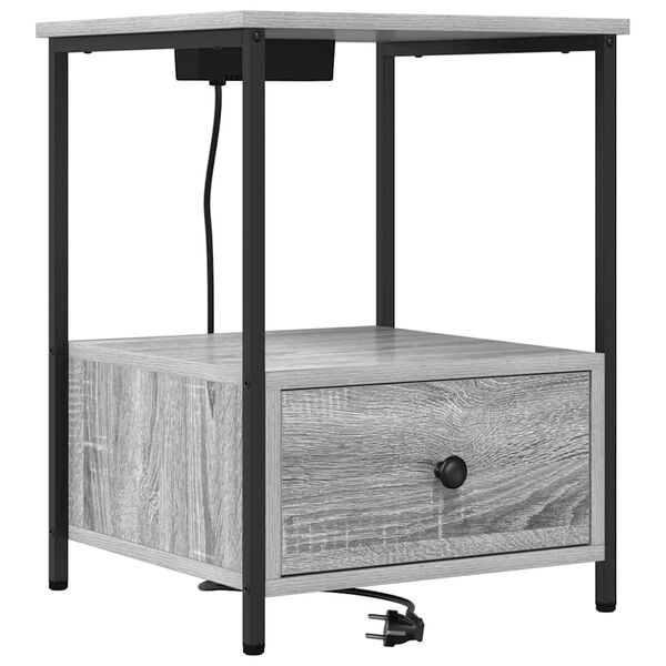 vidaXL Armario de Noche con caj&oacute;n Gris Sonoma 42 x 41 x 56 cm