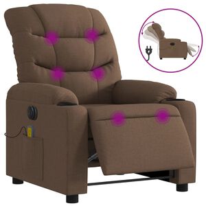 vidaXL Sill&oacute;n reclinable de masaje el&eacute;ctrico tela marr&oacute;n