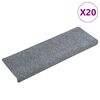 vidaXL Felpudos autoadhesivos para escaleras, 20 unidades, 65 x 21 x 4 cm, gris claro, borde rectangular
