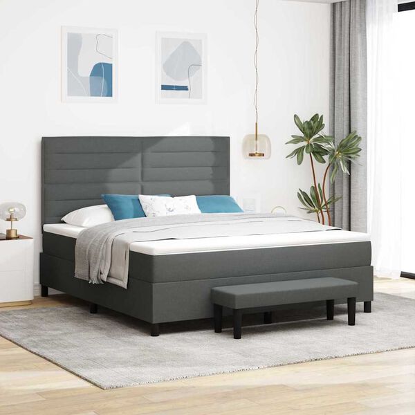 vidaXL Cama tipo Box Spring con colch&oacute;n Gris oscuro 180 x 200 cm tela