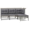 vidaXL Set de muebles de jard&iacute;n 4 pzas y cojines rat&aacute;n sint&eacute;tico gris