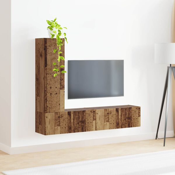 vidaXL Conjunto de mueble de TV Montaje en la pared 2 pcs Madera vieja