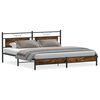 vidaXL Estructura de cama sin colch&oacute;n metal roble ahumado 193x201 cm