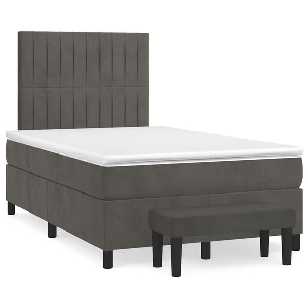 vidaXL Cama box spring con colch&oacute;n terciopelo gris oscuro 120x190 cm