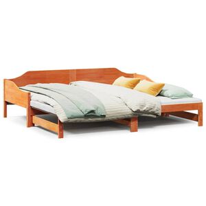 vidaXL Sof&aacute; cama nido madera maciza de pino marr&oacute;n cera 80x200 cm
