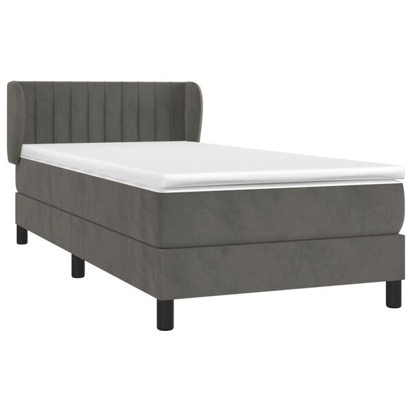 vidaXL Cama box spring con colch&oacute;n terciopelo gris oscuro 90x190 cm