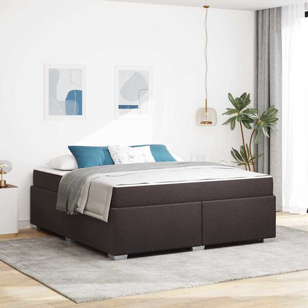 vidaXL Estructura de cama con colch&oacute;n Marr&oacute;n Oscuro 180 x 200 cm tela