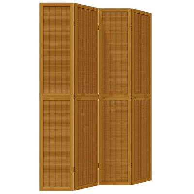 vidaXL Biombo separador de 4 paneles madera maciza paulownia marrón
