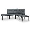 vidaXL Juego de muebles de jard&iacute;n 5 pzas rat&aacute;n sint&eacute;tico negro y gris