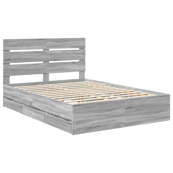 vidaXL Estructura de cama Gris Sonoma 150 x 200 cm Madera Ingenieril