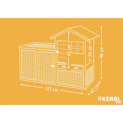 Kerbl Cabaña para roedores Freetime Luke madera esmaltada 127x62x98 cm