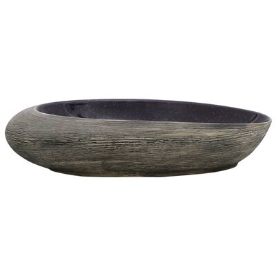 vidaXL Lavabo sobre encimera ovalado cerámica morado gris 59x40x14 cm