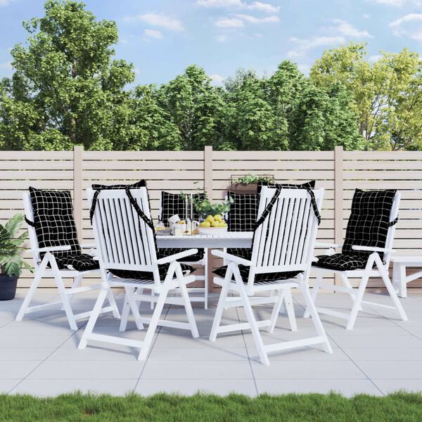 vidaXL Cojines para silla respaldo alto 6 uds tela a cuadros negro