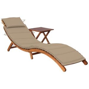 vidaXL Tumbona de jard&iacute;n con mesa y coj&iacute;n madera maciza de acacia
