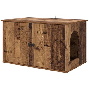 vidaXL Casa para Gatos Madera envejecida 85 x 55 x 50,5 cm
