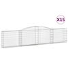 vidaXL Cestas de gaviones 15 uds forma de arco hierro 400x30x80/100 cm