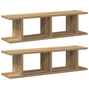 vidaXL Estantes pared 2uds madera ingenier&iacute;a roble artisian 75x18x20cm
