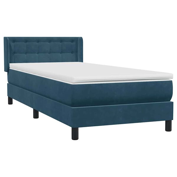 vidaXL Cama box spring con colch&oacute;n terciopelo azul oscuro 80x220 cm