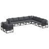 vidaXL Conjunto de sof&aacute;s de jard&iacute;n 10 uds. Negro Aluminio