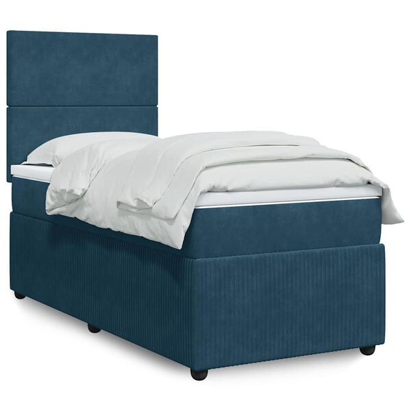 vidaXL Cama box spring con colch&oacute;n terciopelo azul 100x200 cm