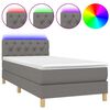 vidaXL Cama box spring con colch&oacute;n y LED tela gris oscuro 80x200 cm