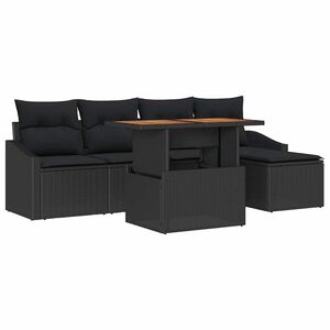 vidaXL Conjunto de Comedor de Jard&iacute;n con coj&iacute;n 6 pcs Negro y Marr&oacute;n