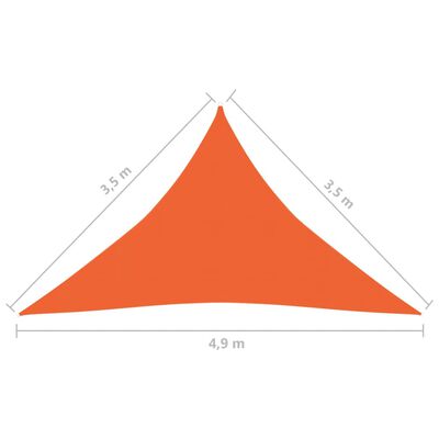 vidaXL Toldo de vela HDPE naranja 160 g/m² 3,5x3,5x4,9 m