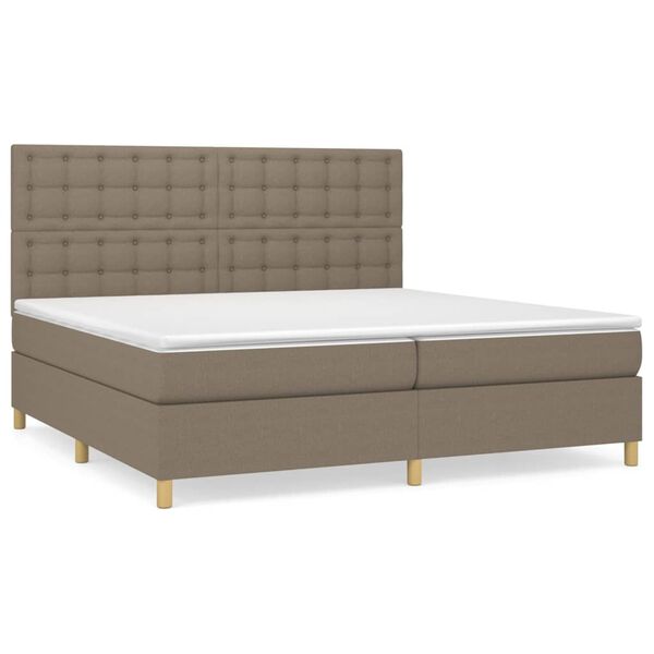 vidaXL Cama box spring con colch&oacute;n tela gris taupe 200x200 cm