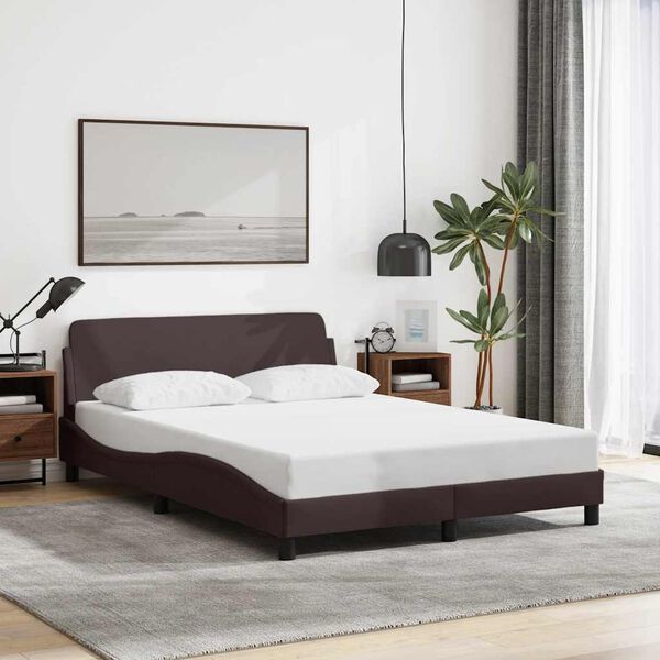 vidaXL Estructura de cama Dover tela marr&oacute;n oscuro 140x190 cm