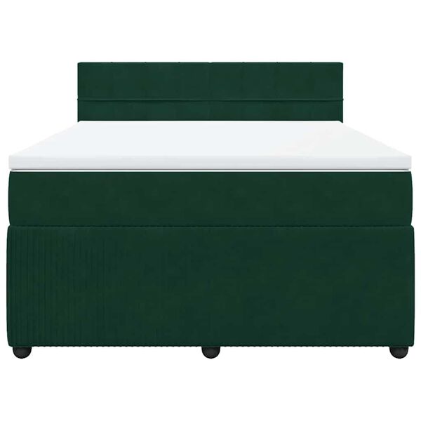 vidaXL Cama box spring con colch&oacute;n terciopelo verde oscuro 160x200 cm