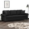 vidaXL Sof&aacute; 3 plazas almohadas y cojines terciopelo negro 180 cm