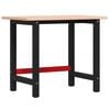 vidaXL Banco de trabajo rectangular madera maciza roble 100x60x81,5 cm