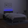 vidaXL Cama box spring con colch&oacute;n y LED tela marr&oacute;n oscuro 120x190 cm