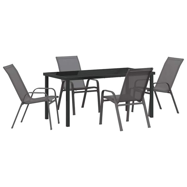 vidaXL Conjunto de Comedor de Jard&iacute;n 5 pcs Gris Textileno y acero