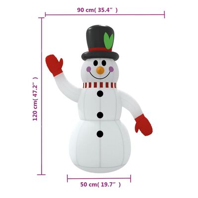 vidaXL Muñeco de nieve hinchable con LED 120 cm