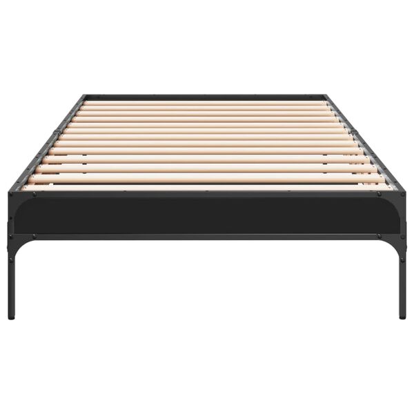 vidaXL Estructura de cama madera ingenier&iacute;a y metal negro 100x200 cm