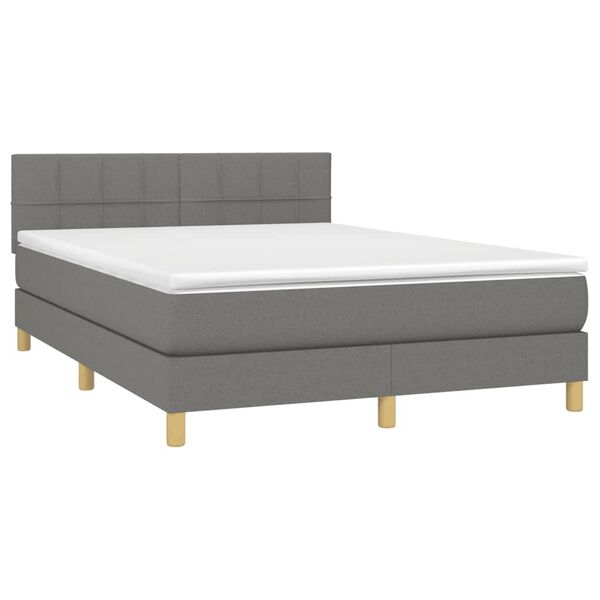 vidaXL Cama box spring con colch&oacute;n tela gris oscuro 140x200 cm