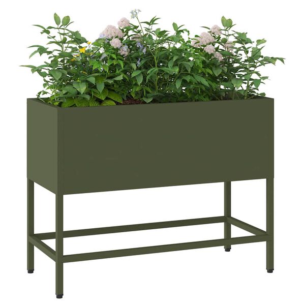vidaXL Jardinera Elevada Verde oliva 60 x 26 x 45 cm Acero