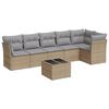 vidaXL Set sof&aacute;s de jard&iacute;n 7 piezas y cojines rat&aacute;n sint&eacute;tico beige
