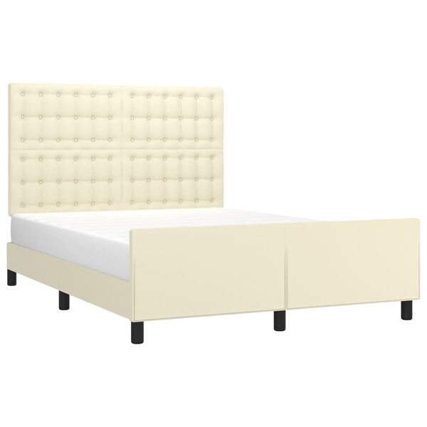 vidaXL Estructura de cama sin colch&oacute;n cuero sint&eacute;tico crema 140x190 cm
