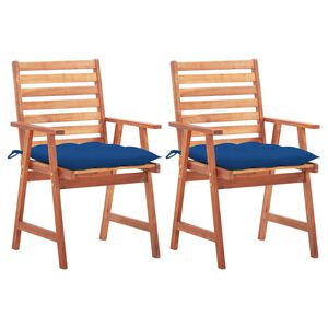 vidaXL Sillas comedor de jard&iacute;n 2 uds madera maciza acacia y cojines