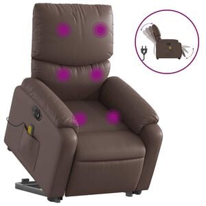 vidaXL Sill&oacute;n de masaje elevable el&eacute;ctrico cuero sint&eacute;tico marr&oacute;n