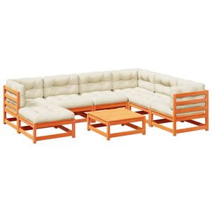 vidaXL Set de sof&aacute;s jard&iacute;n 8 pzas con cojines madera pino marr&oacute;n cera