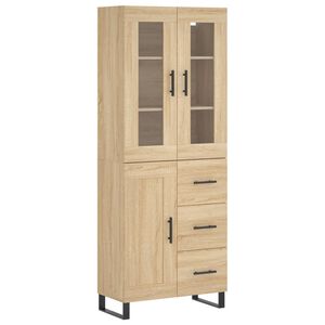 vidaXL Aparador alto madera contrachapada color roble 69,5x34x180 cm