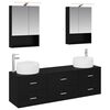 vidaXL Juego de muebles de ba&ntilde;o 5 uds. Roble Negro