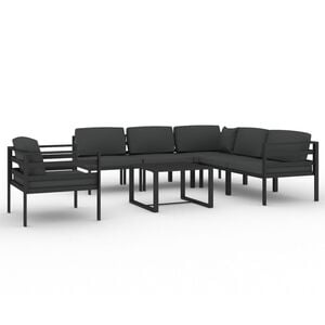 vidaXL Set muebles de jard&iacute;n 7 pzas y cojines aluminio gris antracita