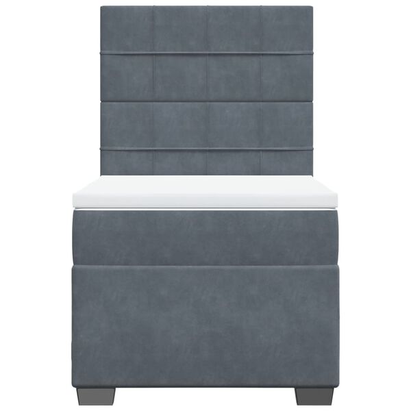 vidaXL Cama box spring con colch&oacute;n terciopelo gris oscuro 80x200 cm