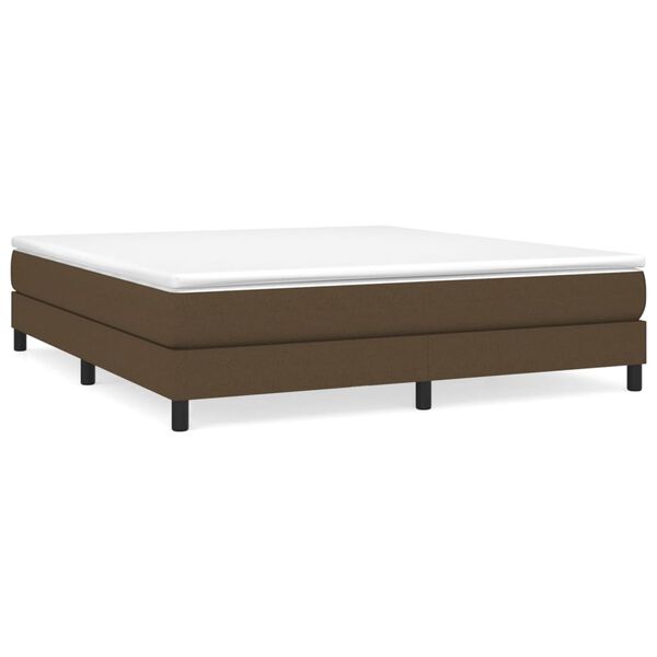 vidaXL Cama box spring con colch&oacute;n tela marr&oacute;n oscuro 180x200 cm