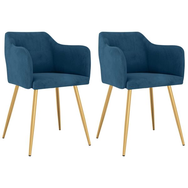 vidaXL Sillas de comedor 2 unidades terciopelo azul